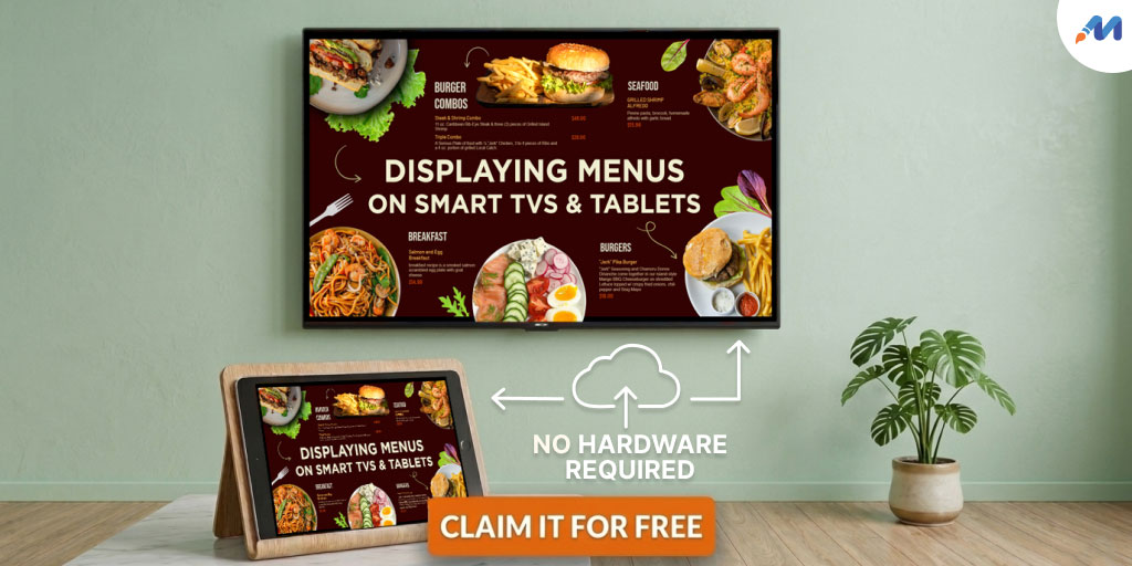Displaying menus on smart TVs and Tablets without extra hardware