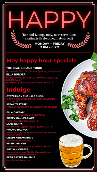 Happy hour digital menu board MenuRepo