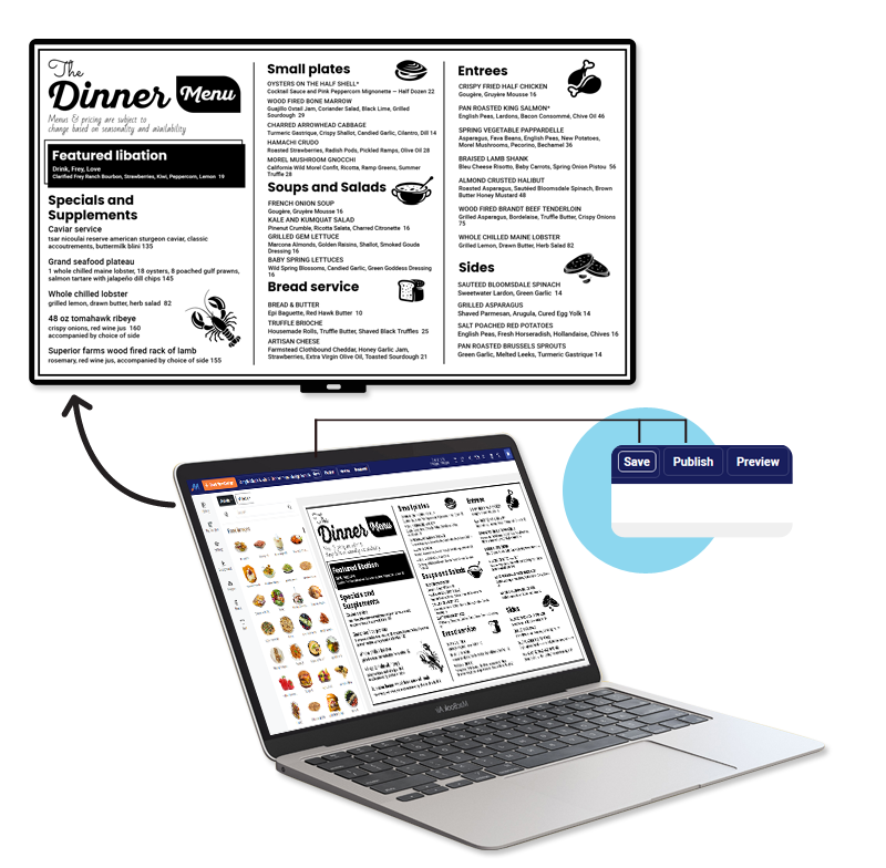 Save your design after edit and downlod with multiple format | MenuRepo MenuRepo content delivery options after save the menu edit work