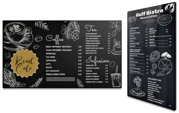 Use your chalk menu design for restaurant or any other places | MenuRepo Chalk menu board template, use by Wifi or Local area connection| MenuRepo