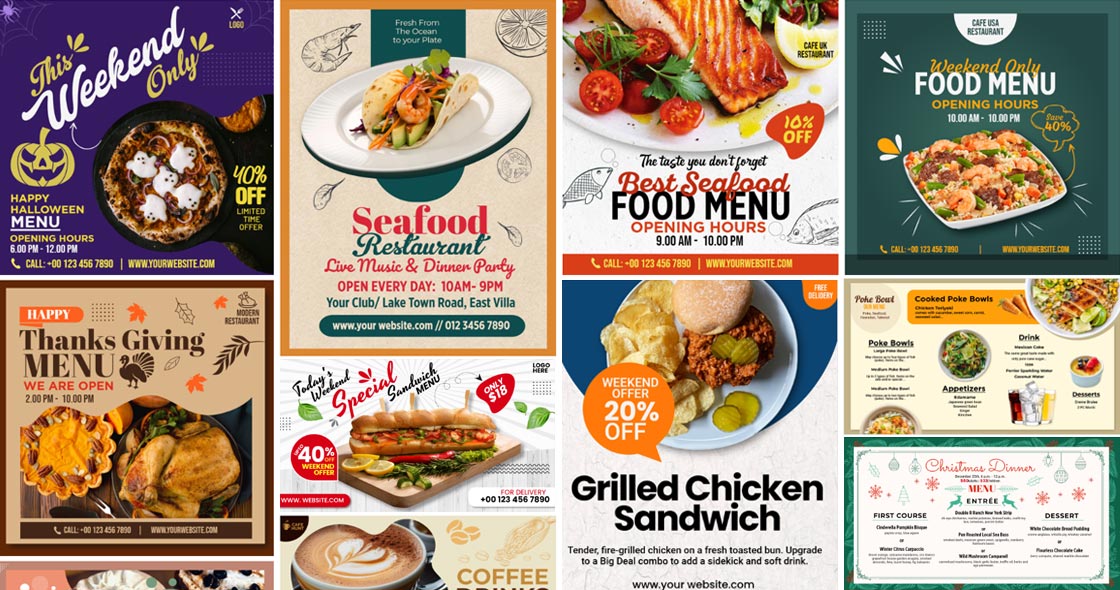 Restaurant electronic display board menu design to promote business, increase sales as well as to increase profit for mobile view | MenuRepo MenuRepo menu design style for the restaurant industry for mobile view | MenuRepo