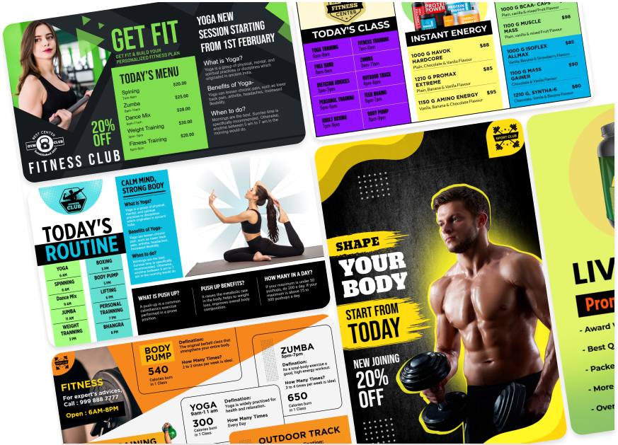 MenuRepo | Free & professional fitness studio digital menu board templates