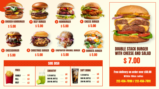 Burger menu design