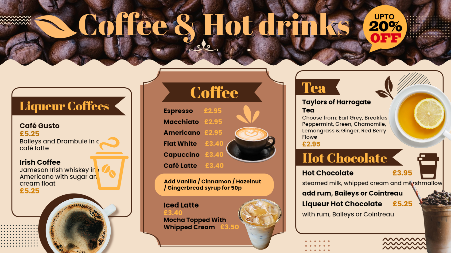 Coffee Menu Coffee Menu