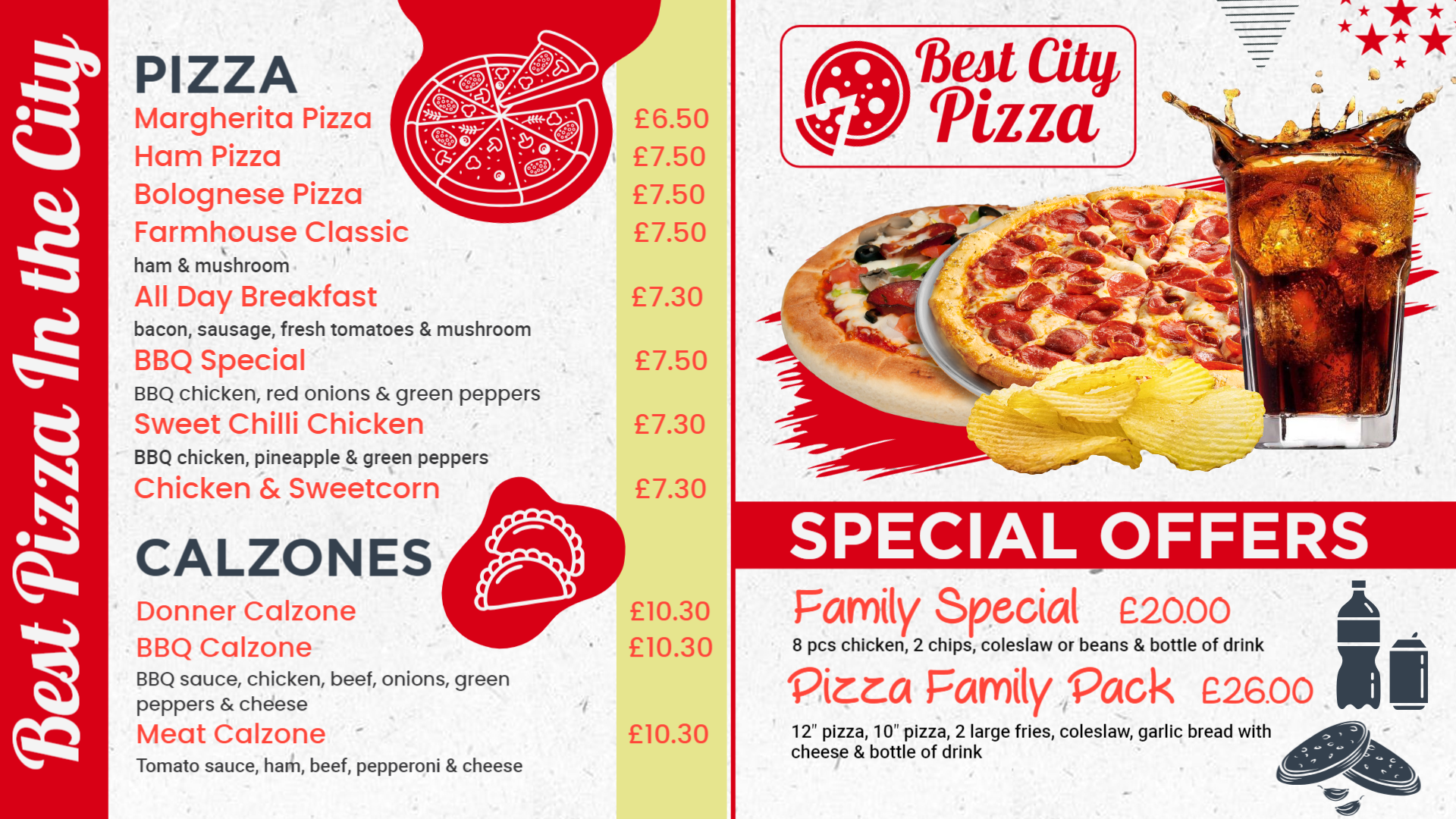 Pizza Menu for digital signage Pizza Menu for digital signage