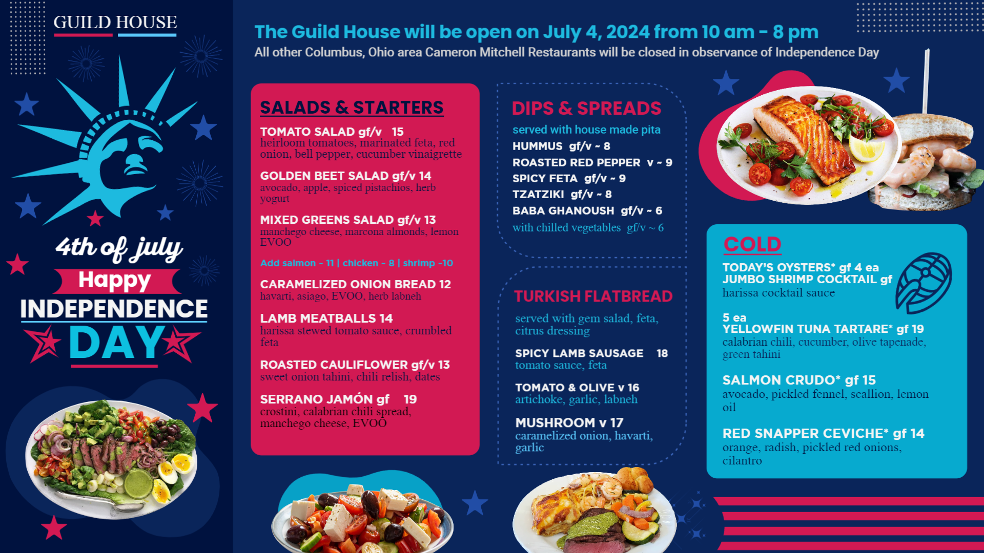 Independence or July 4th menu design for digital menu board Independence or July 4th menu design for digital menu board