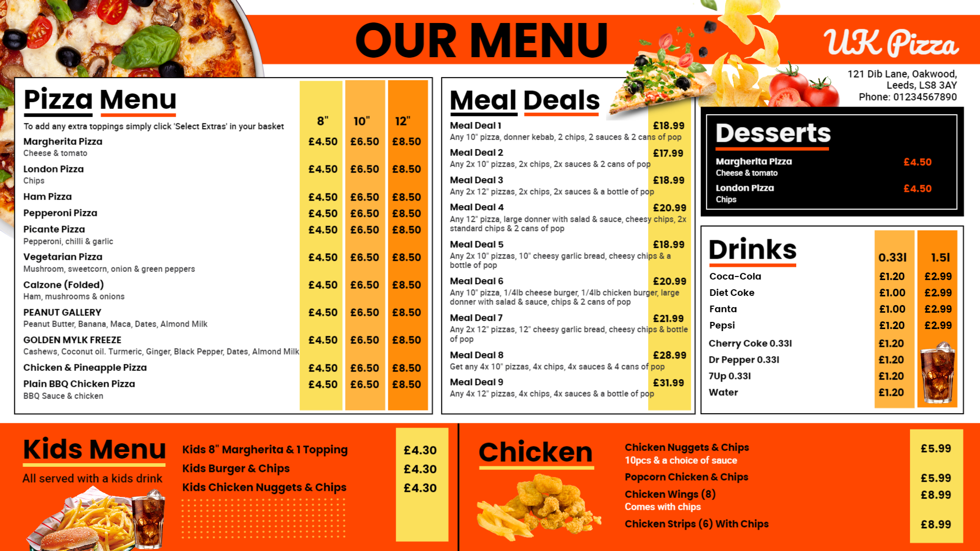 Amazing digital pizza menu Amazing digital pizza menu
