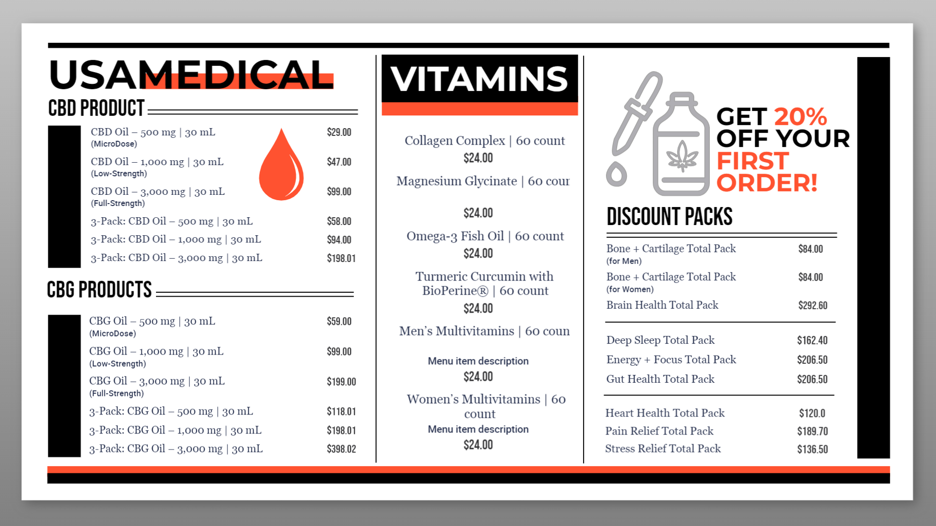 Vape digital menu Template Vape digital menu Template