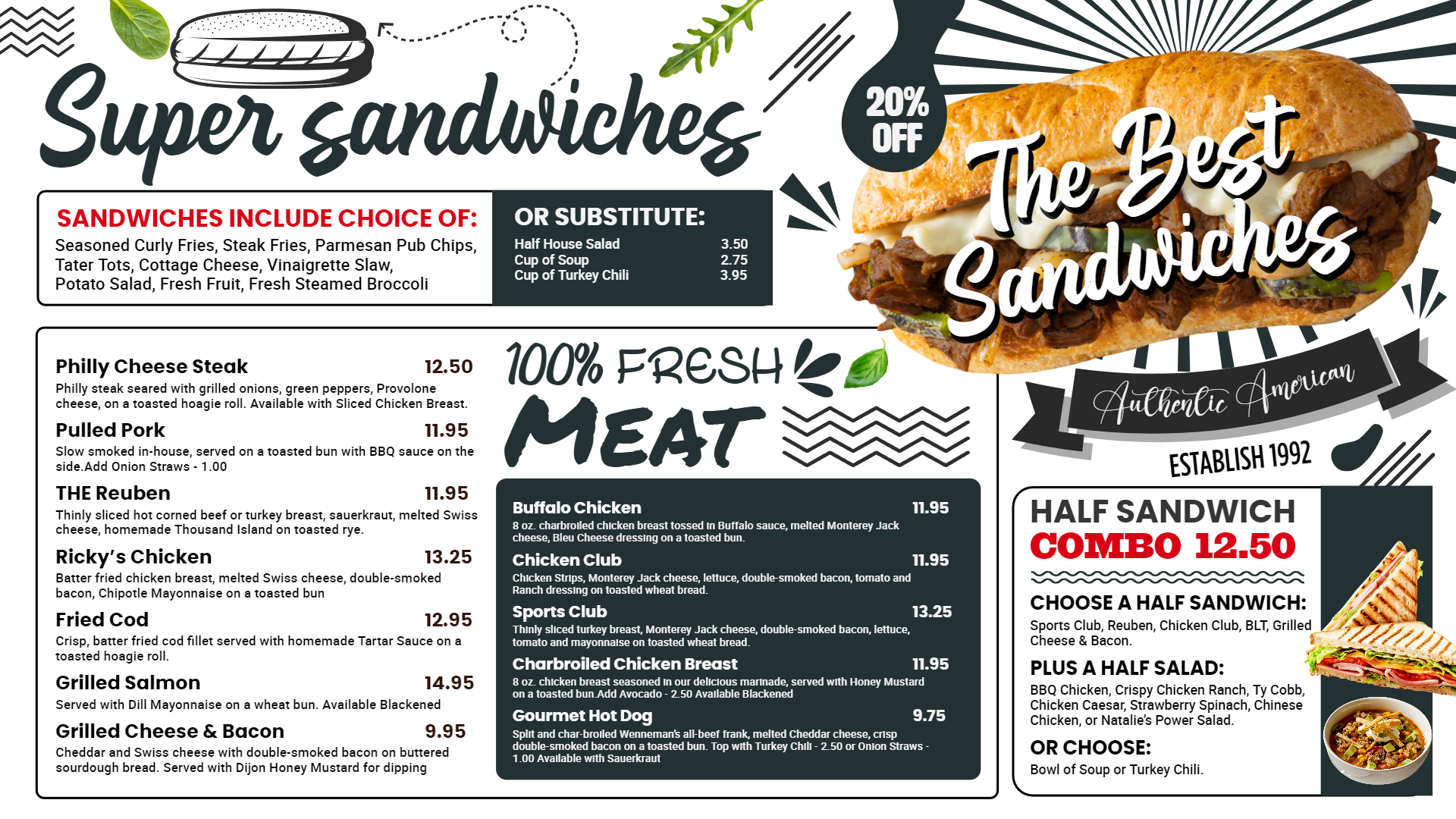 Super sandwiches digital menu Super sandwiches digital menu