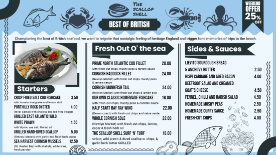 Exquisite seafood menu designs for Asian cuisines