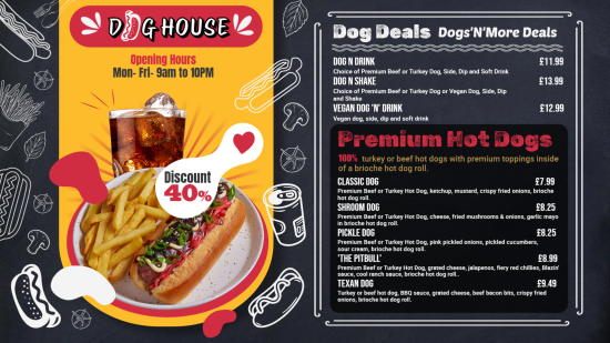 Chalk Menu Board designs for offers on hotdog