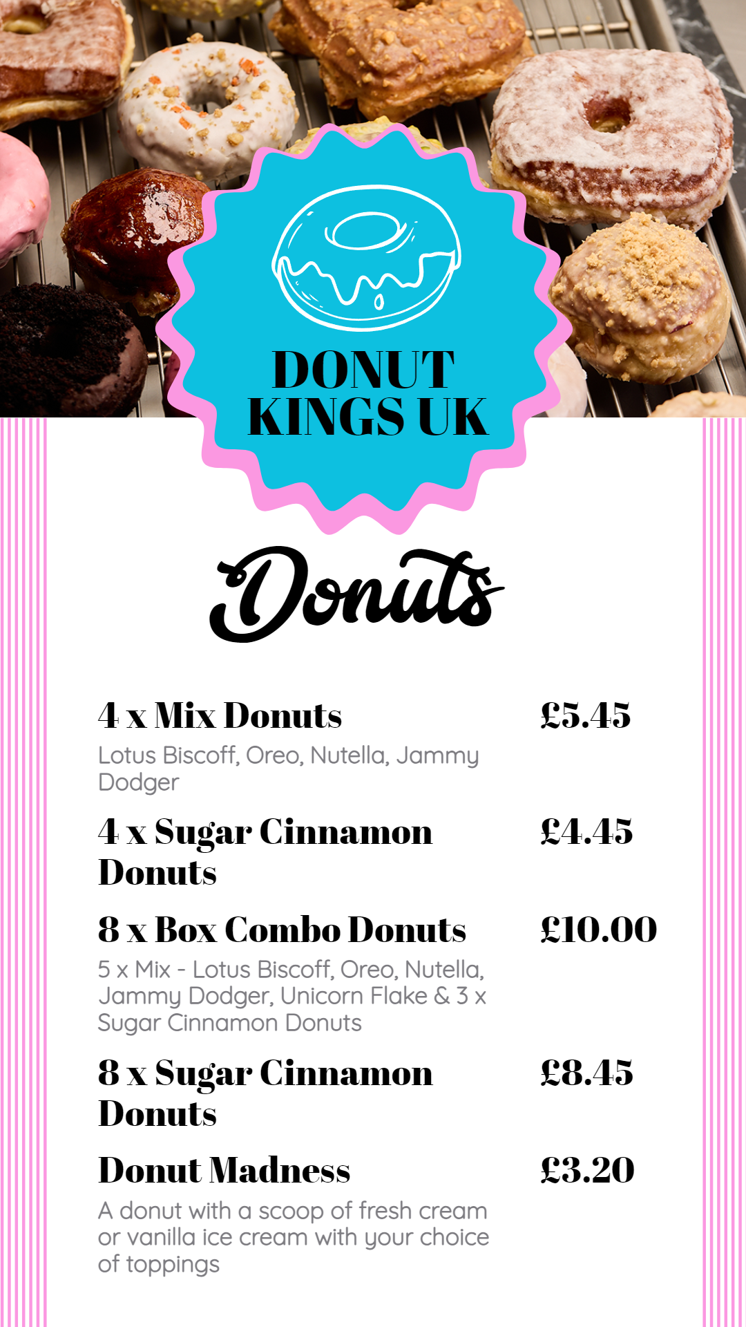 Free Simple Donuts digital Menu Template Free Simple Donuts digital Menu Template