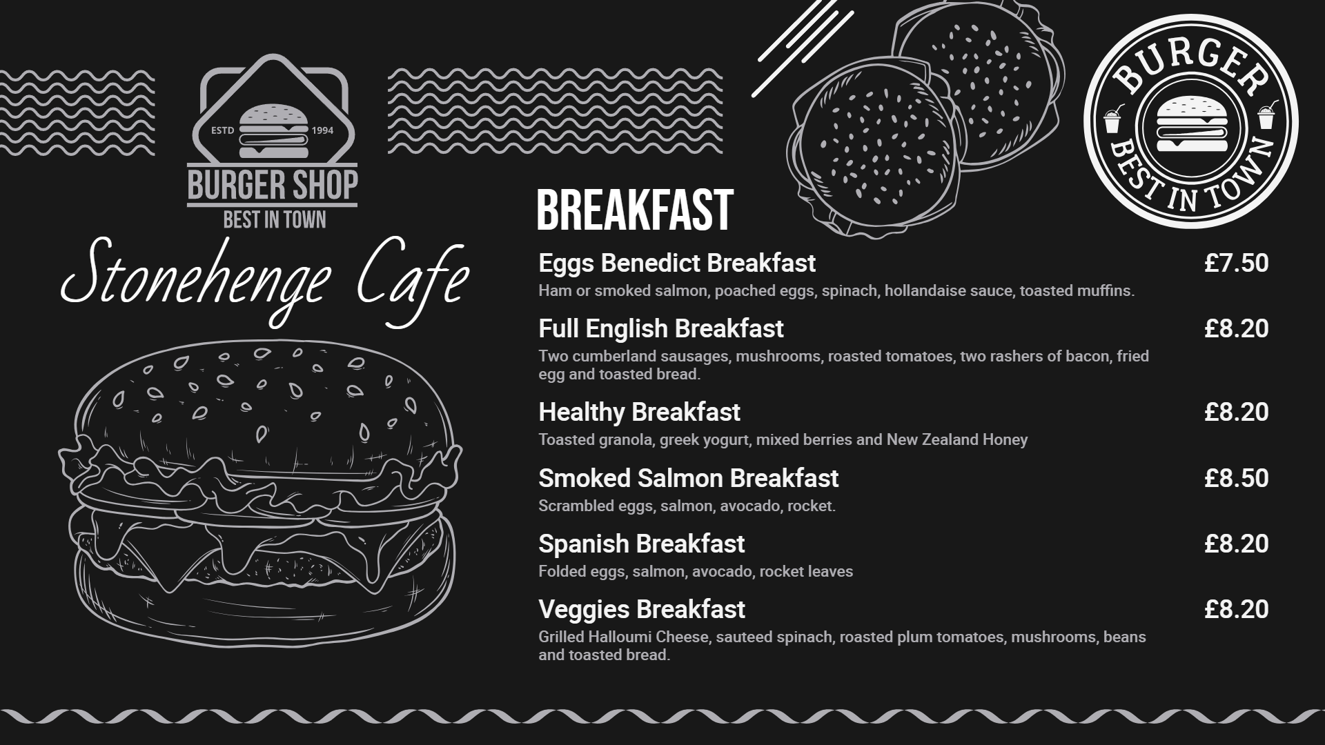 Simple Breakfast Digital Chalk menu design Simple Breakfast Digital Chalk menu design