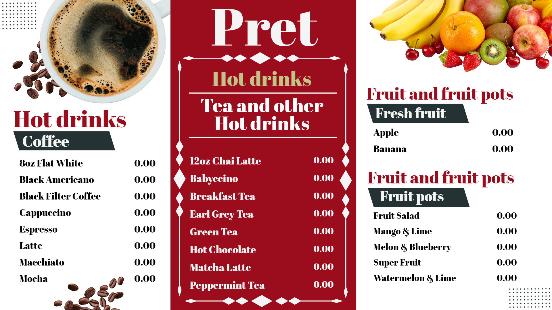 Tea & Coffee Digital menu Board Design Idea Tea & Coffee Digital menu Board Design Idea
