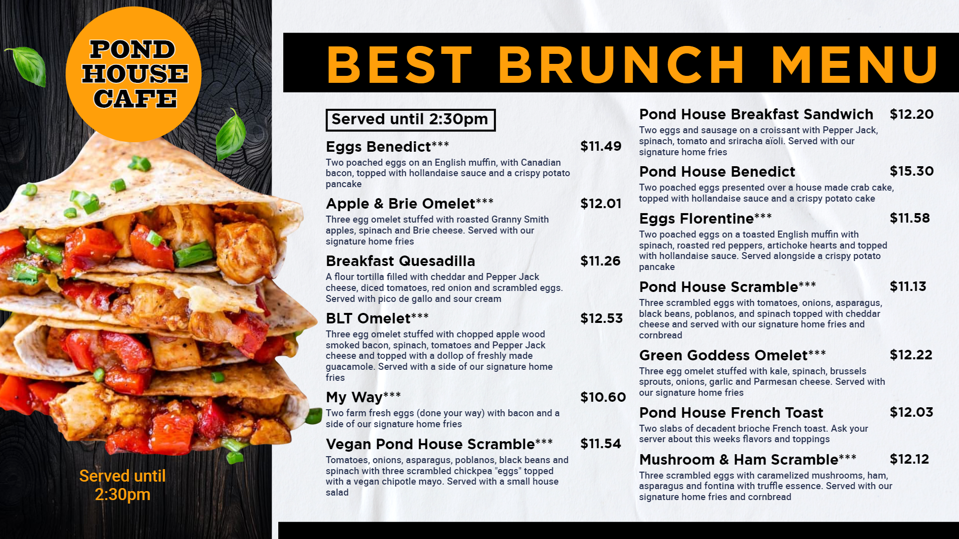 Free Brunch Digital Menu Idea Free Brunch Digital Menu Idea