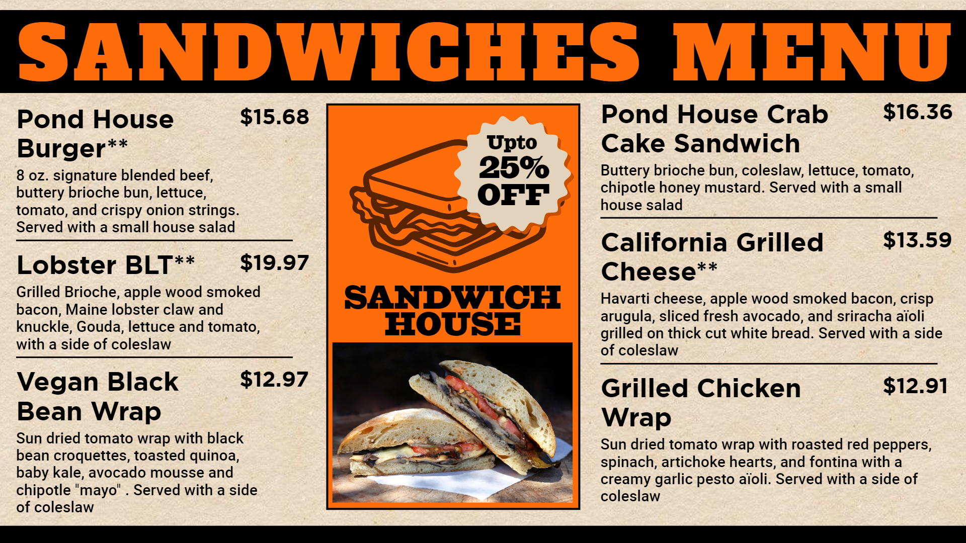 Sandwich Digital restaurant Menu Board design Sandwich Digital restaurant Menu Board design