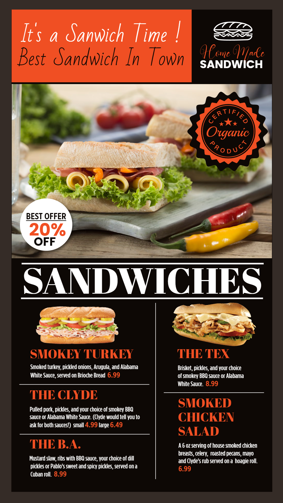 Best Sandwich Signage Menu Template Best Sandwich Signage Menu Template