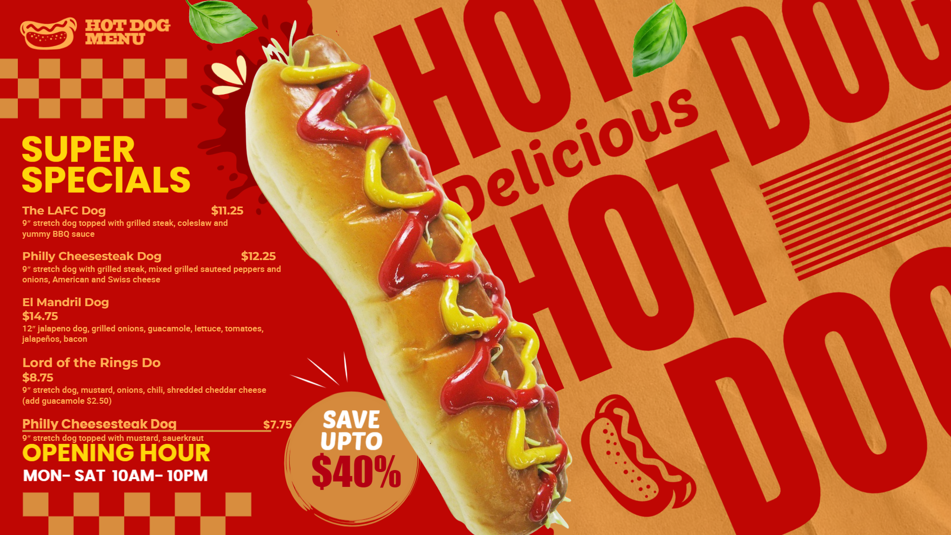 Hot dog offer menu Hot dog offer menu