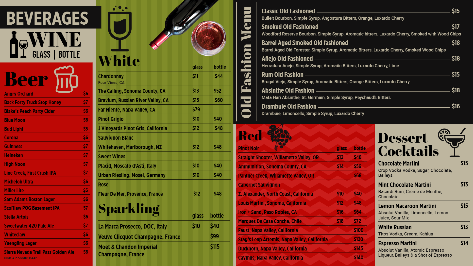 Beverages digital menu design Beverages digital menu design