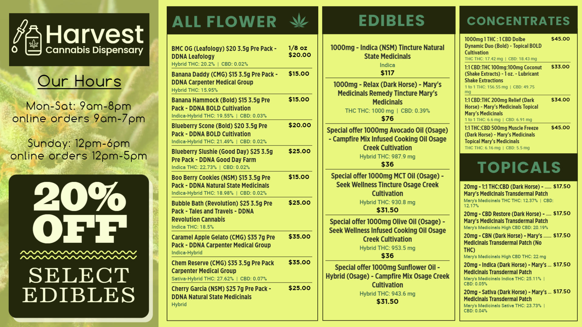 Marijuana digital menu Marijuana digital menu