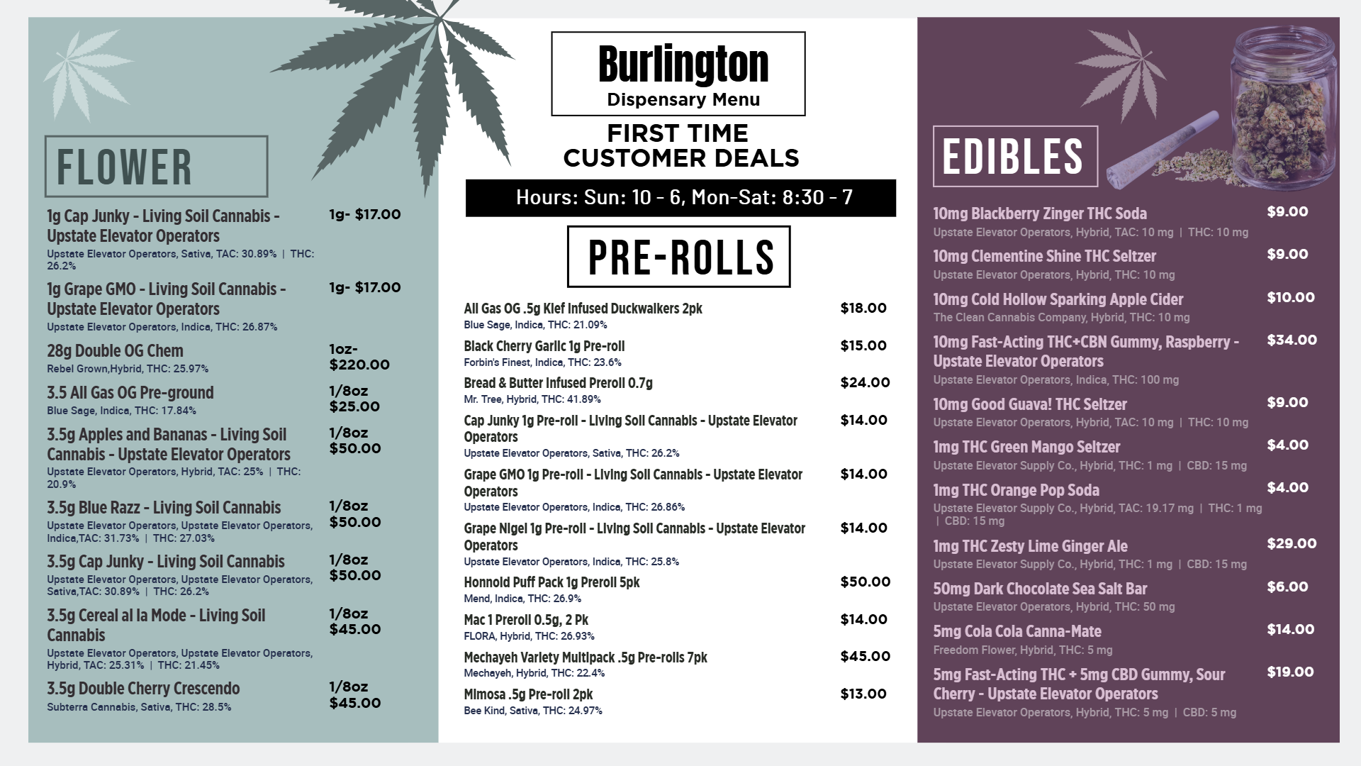Cannabis/Marijuana Menu Cannabis/Marijuana Menu