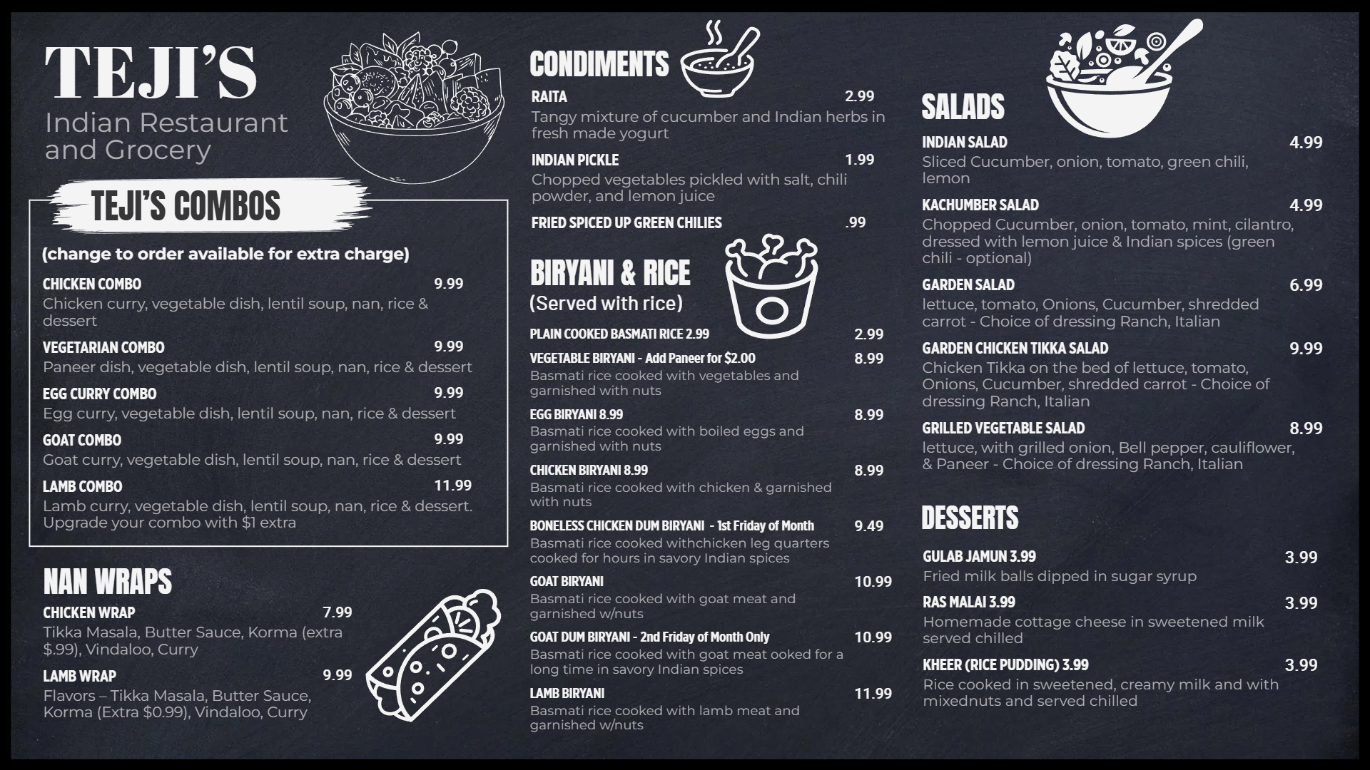 Indian chalk menu Idea Indian chalk menu Idea