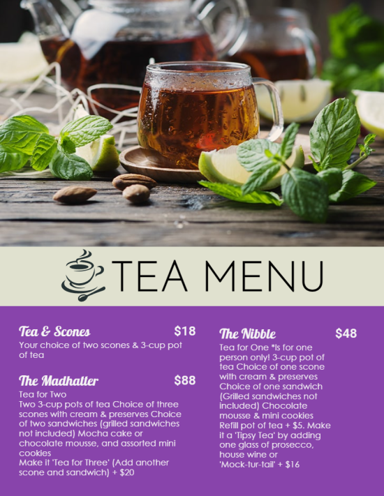 Best Tea menu design Template