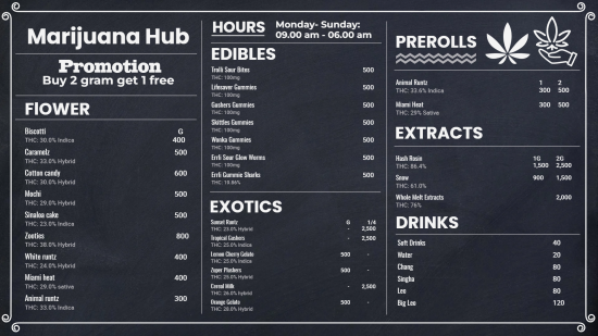 Digital Marijuana Menu Template 