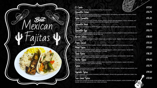 Best Mexican Fajitas Digital Menu Template