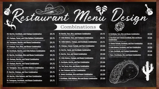 Chalk Mexican Combinations digital menu