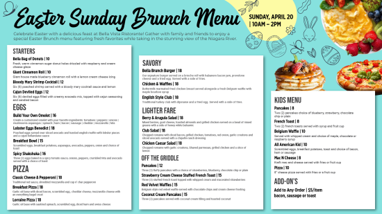 Easter Sunday Brunch Menu