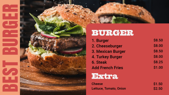 Burger menu design