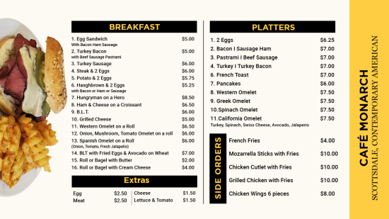 Breakfast display menu