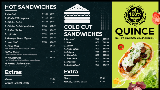 Best Sandwich Digital Menu Design Template