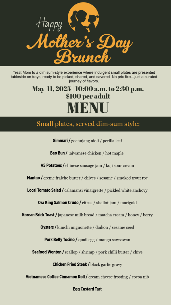 Happy Mother’s Day Brunch Menu