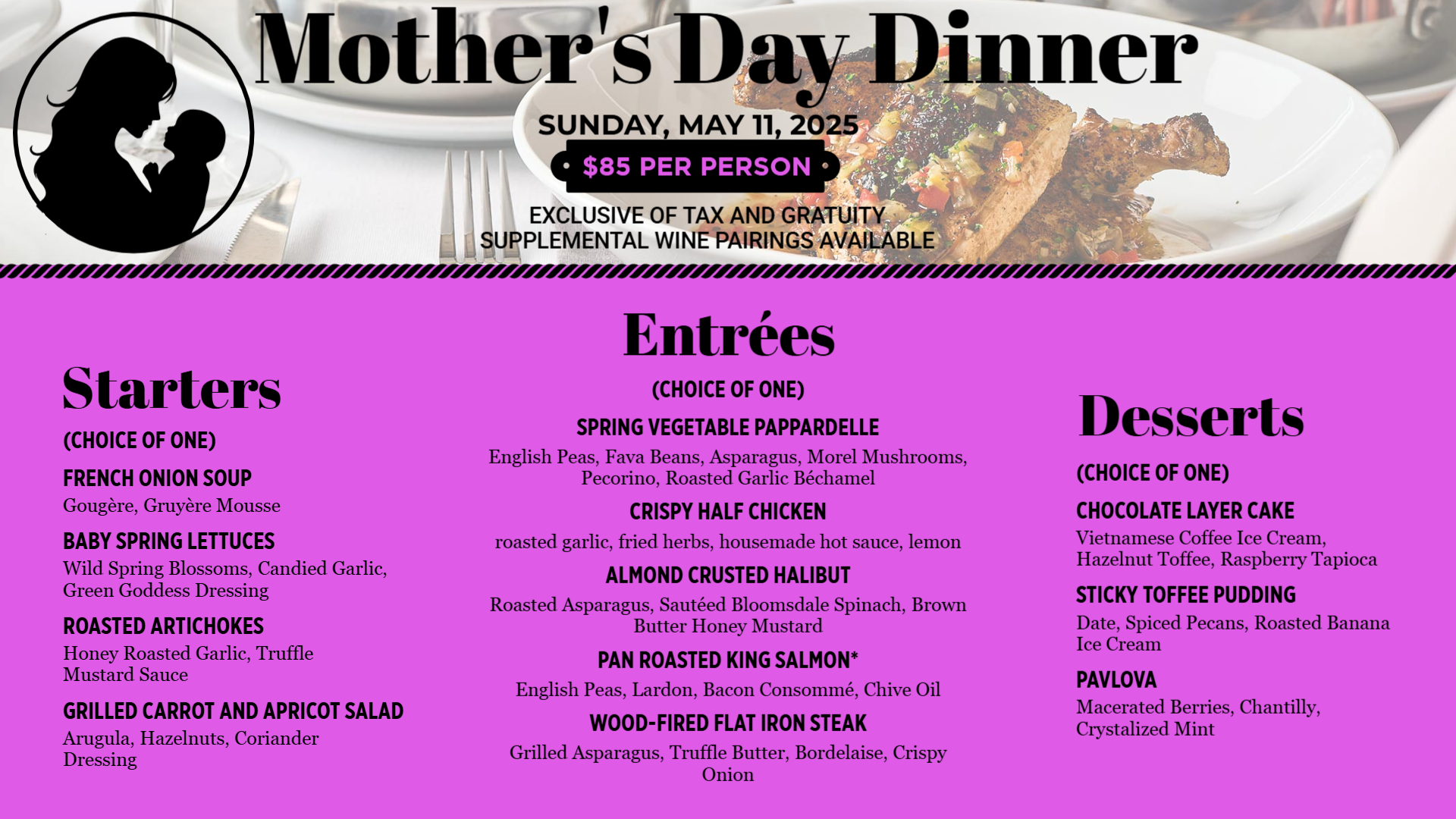 Mother's Day Dinner Digital Menu