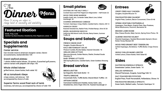 Simple black & white  Dinner menu design template