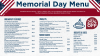 Memorial Day menu