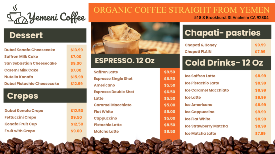 Simple Coffee menu design 