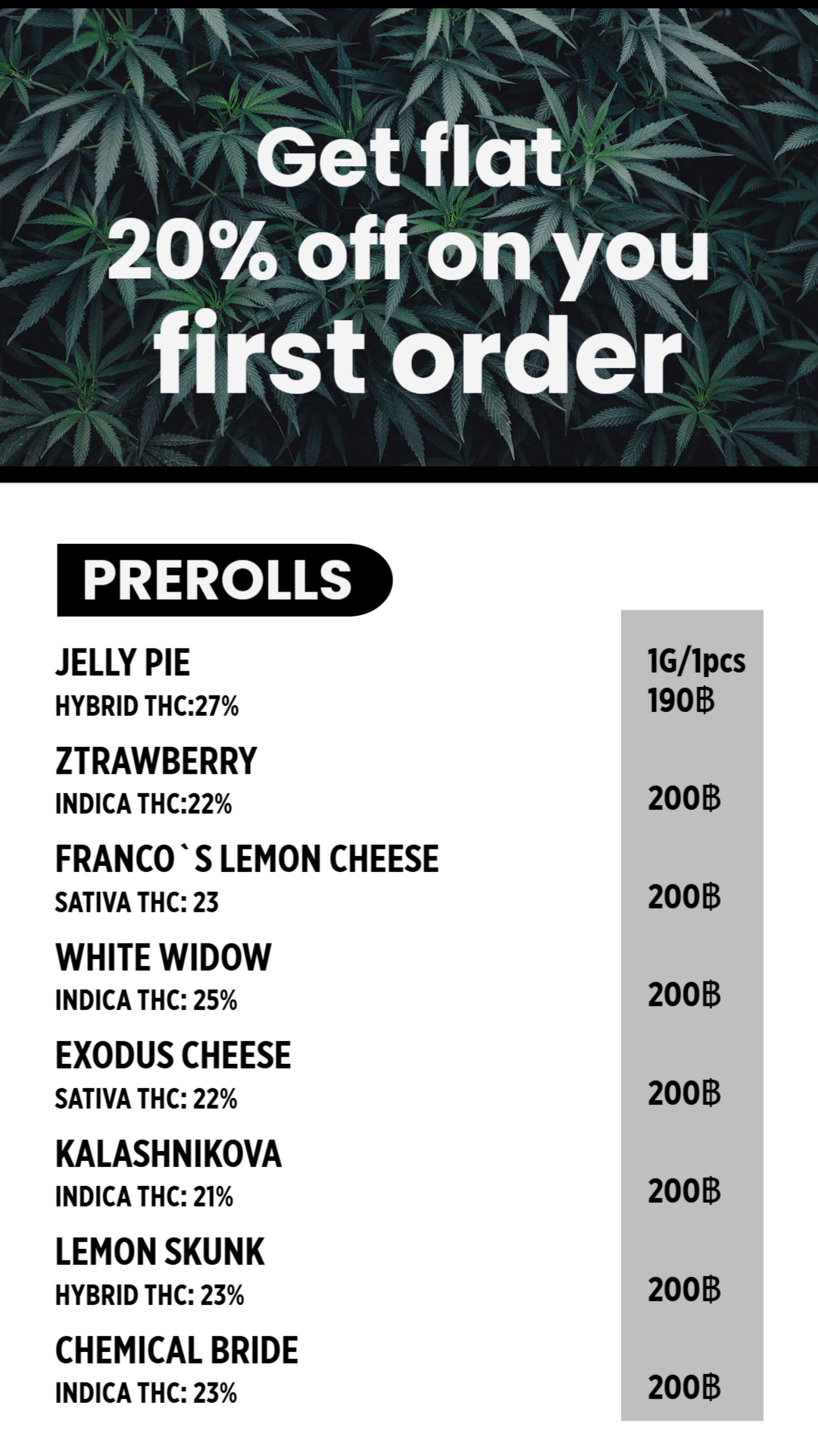 Vertical dispensary menu part 3