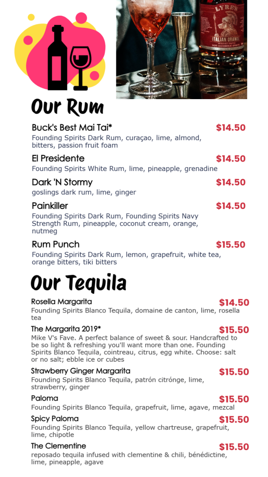 Custom Drink Wall Menu part 2