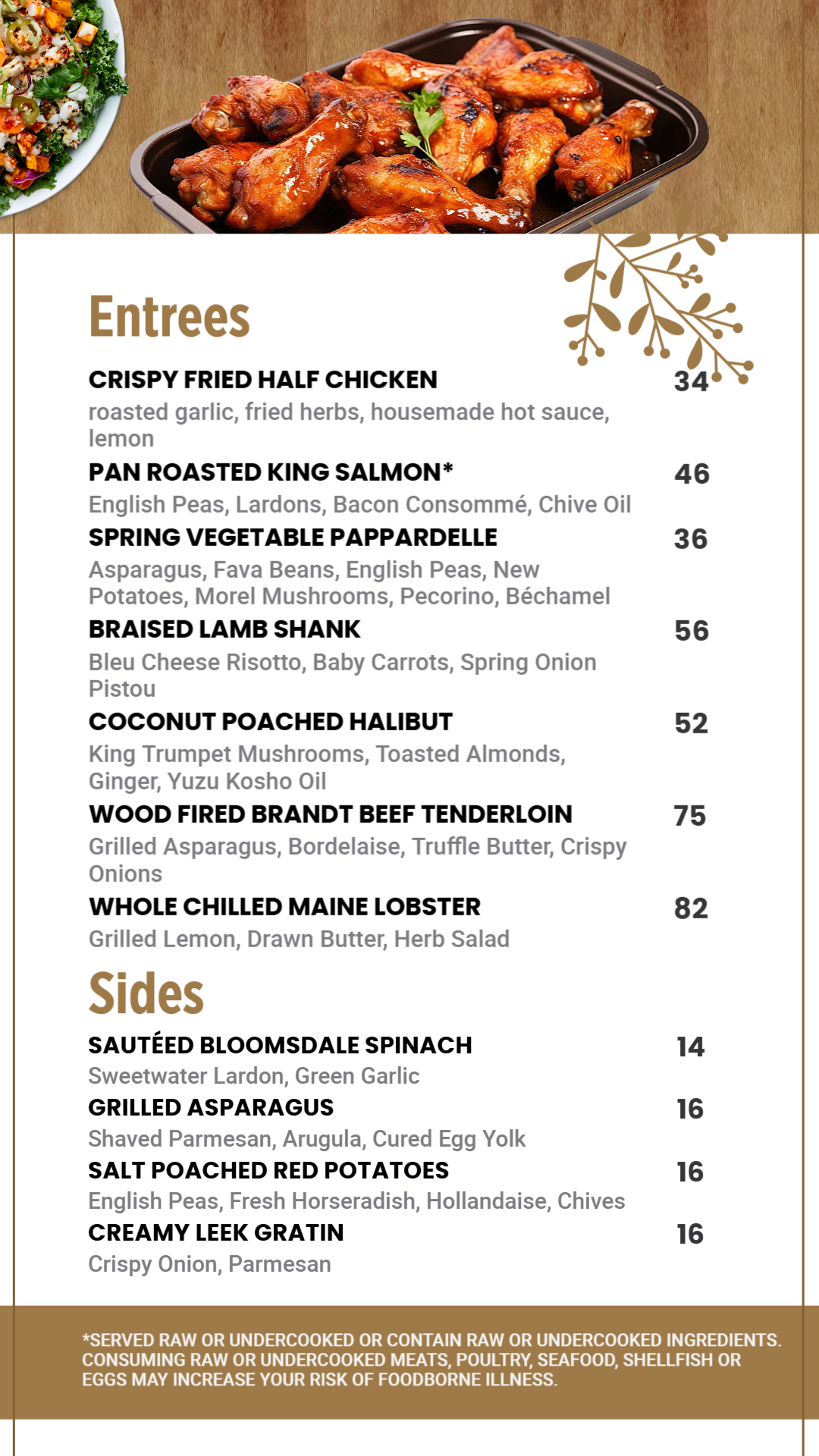 Dinner Wall menu part 3