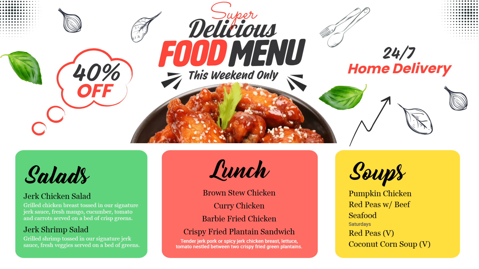 Custom lunch digital menu