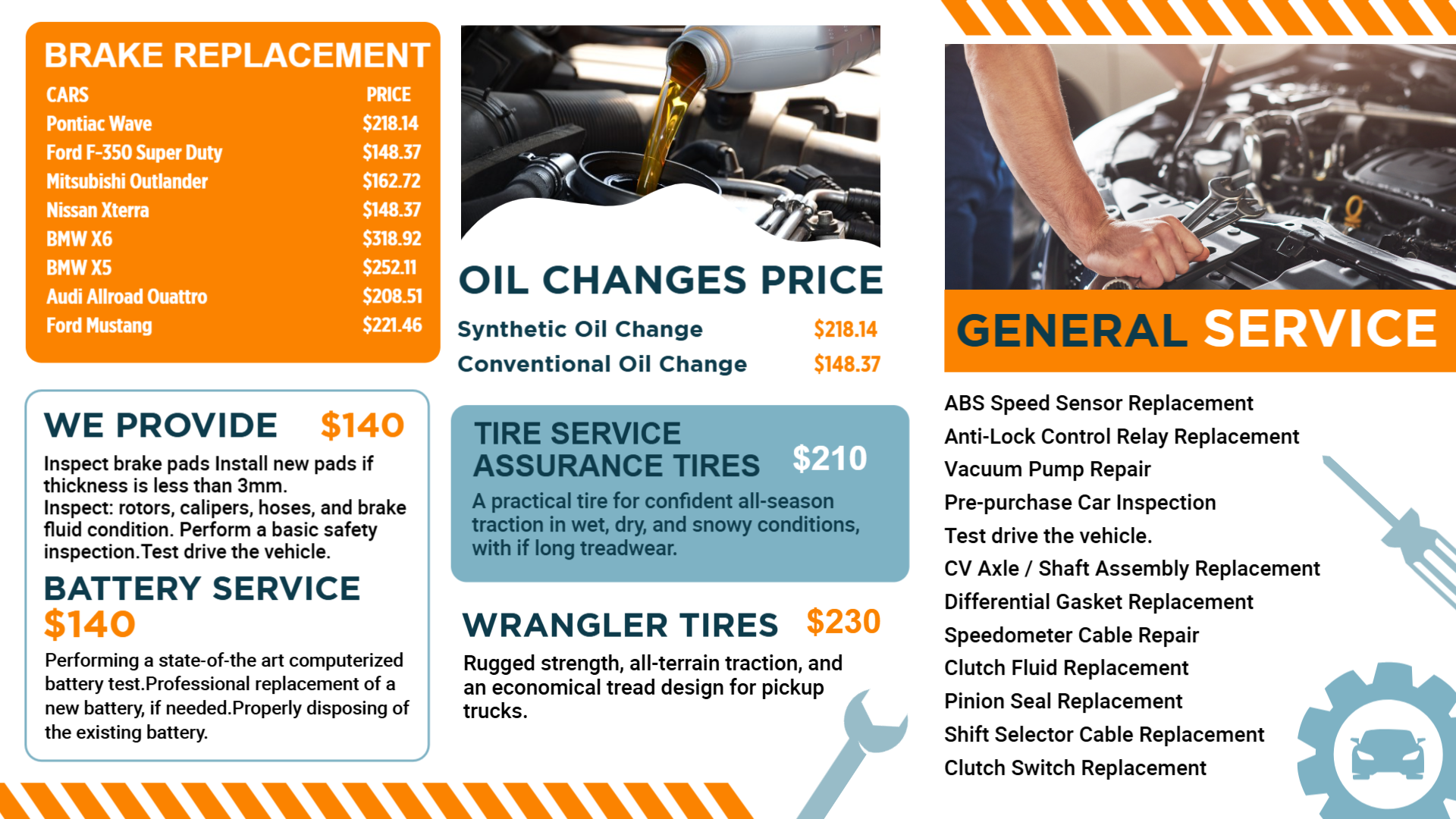 Car service digital menu