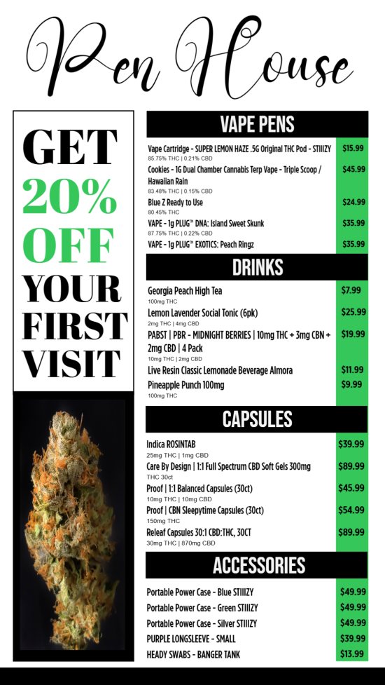 Vape pens menu