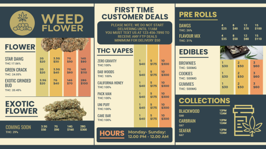 Dispensary menu 
