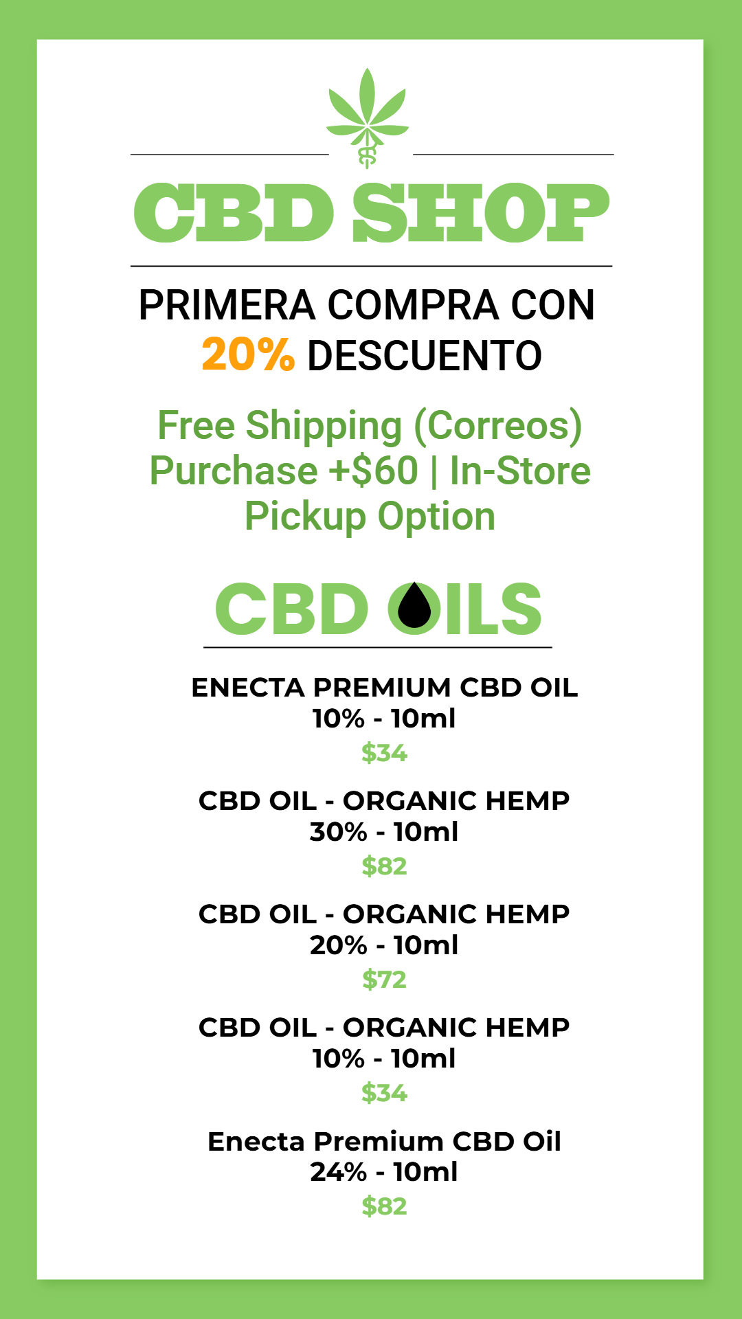 Free marijuana CBD menu design