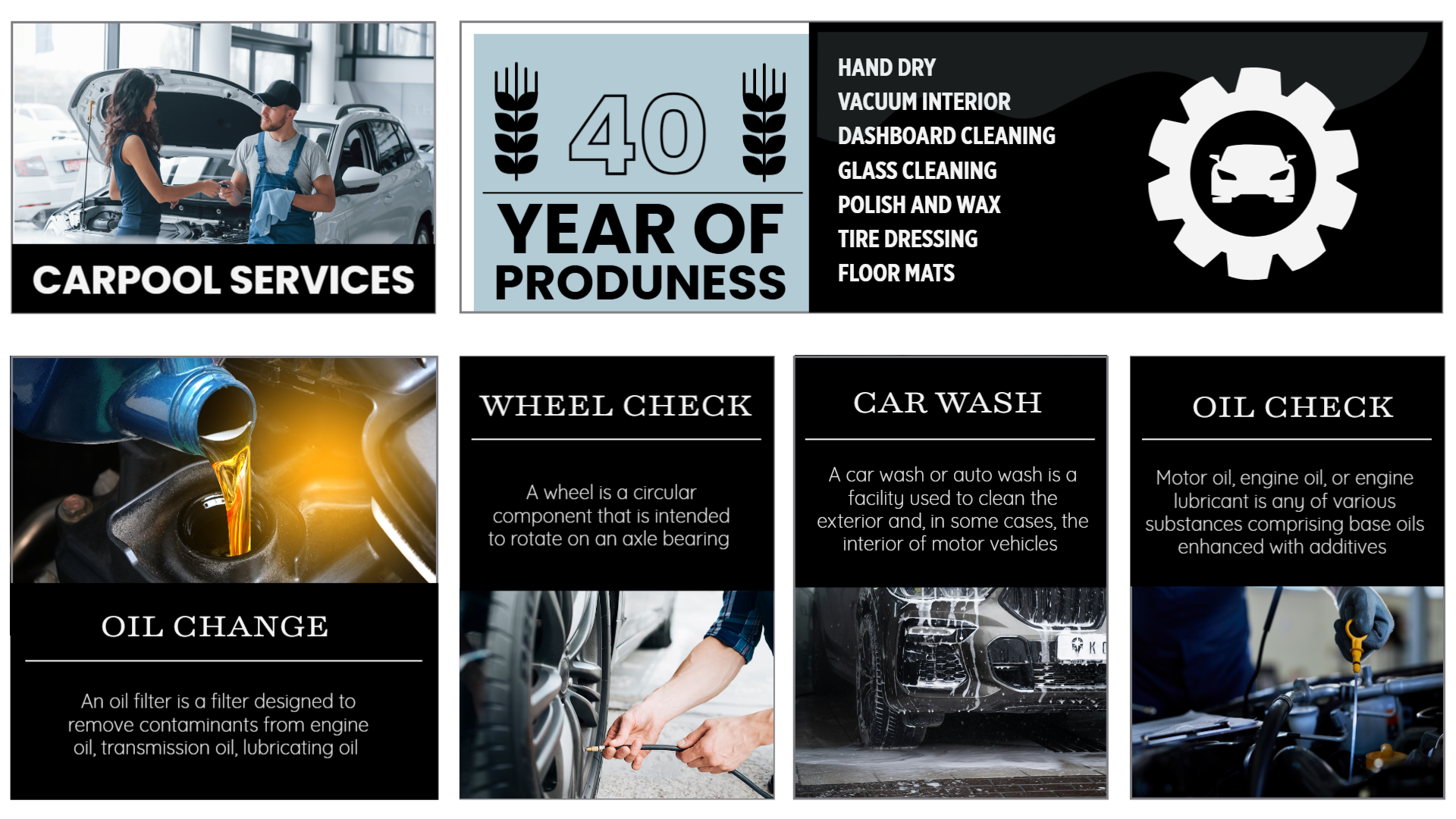 Car services menu design