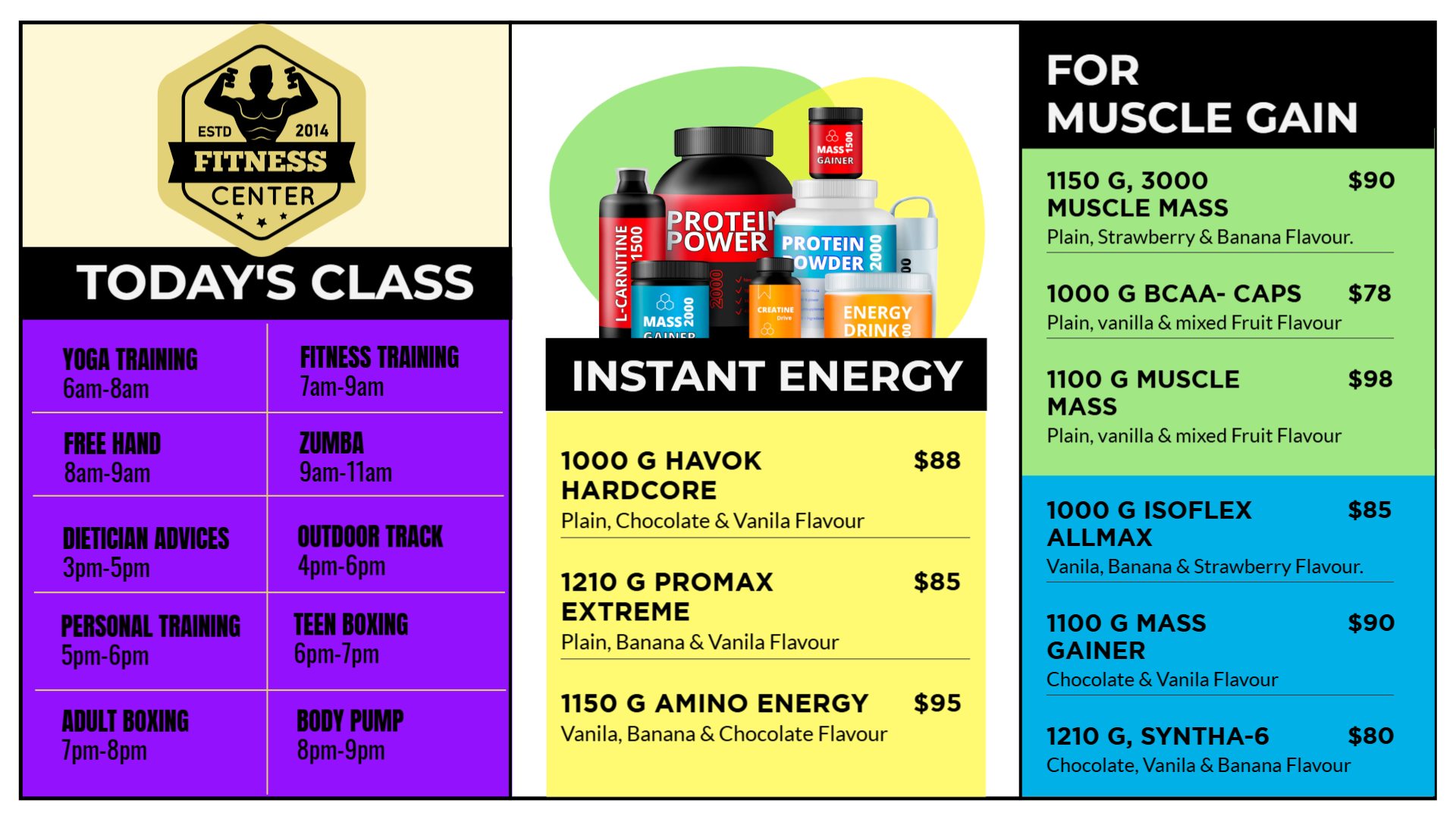 Protein Powder Menu