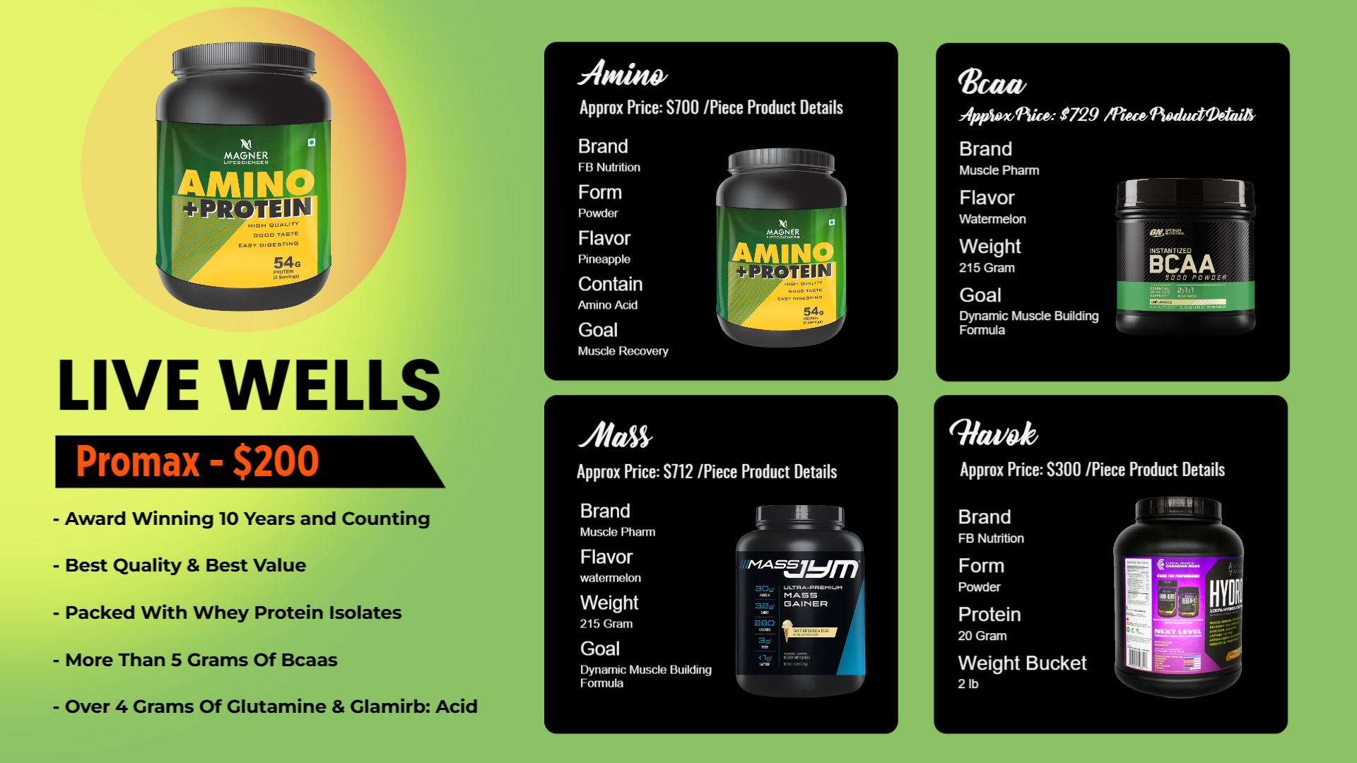 Protein powder menu